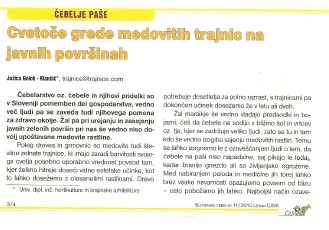 Cvetoče grede medovitih trajnic na javnih površinah (objavljeno v reviji Slovenski čebelar - Čebelje paše - november 2015)