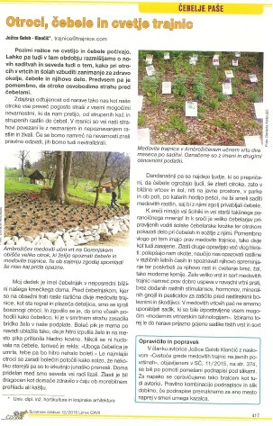 Otroci, cebele in cvetoce trajnice (objavljeno v reviji Slovenski čebelar - Čebelje paše -december 2015)